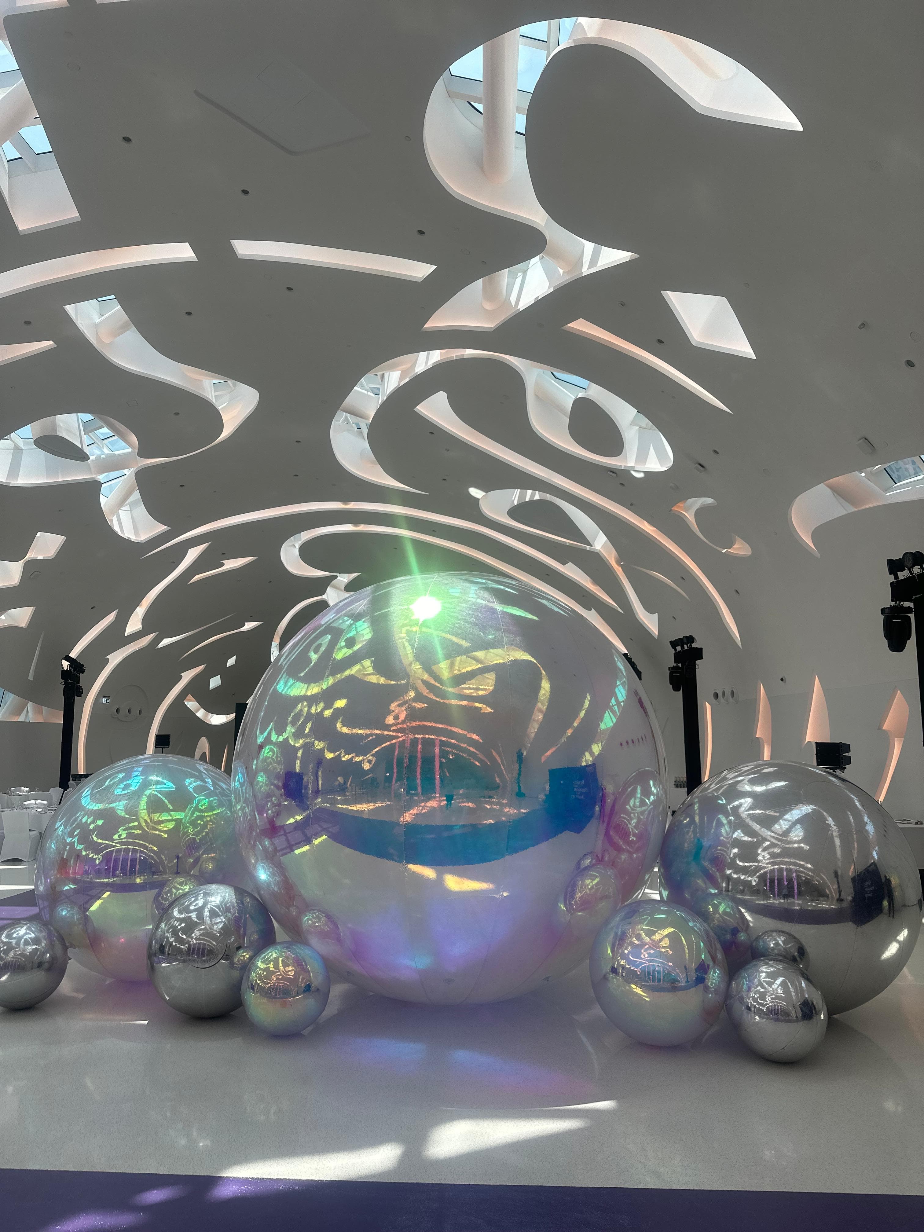 Immersive giant bubble installation with guests