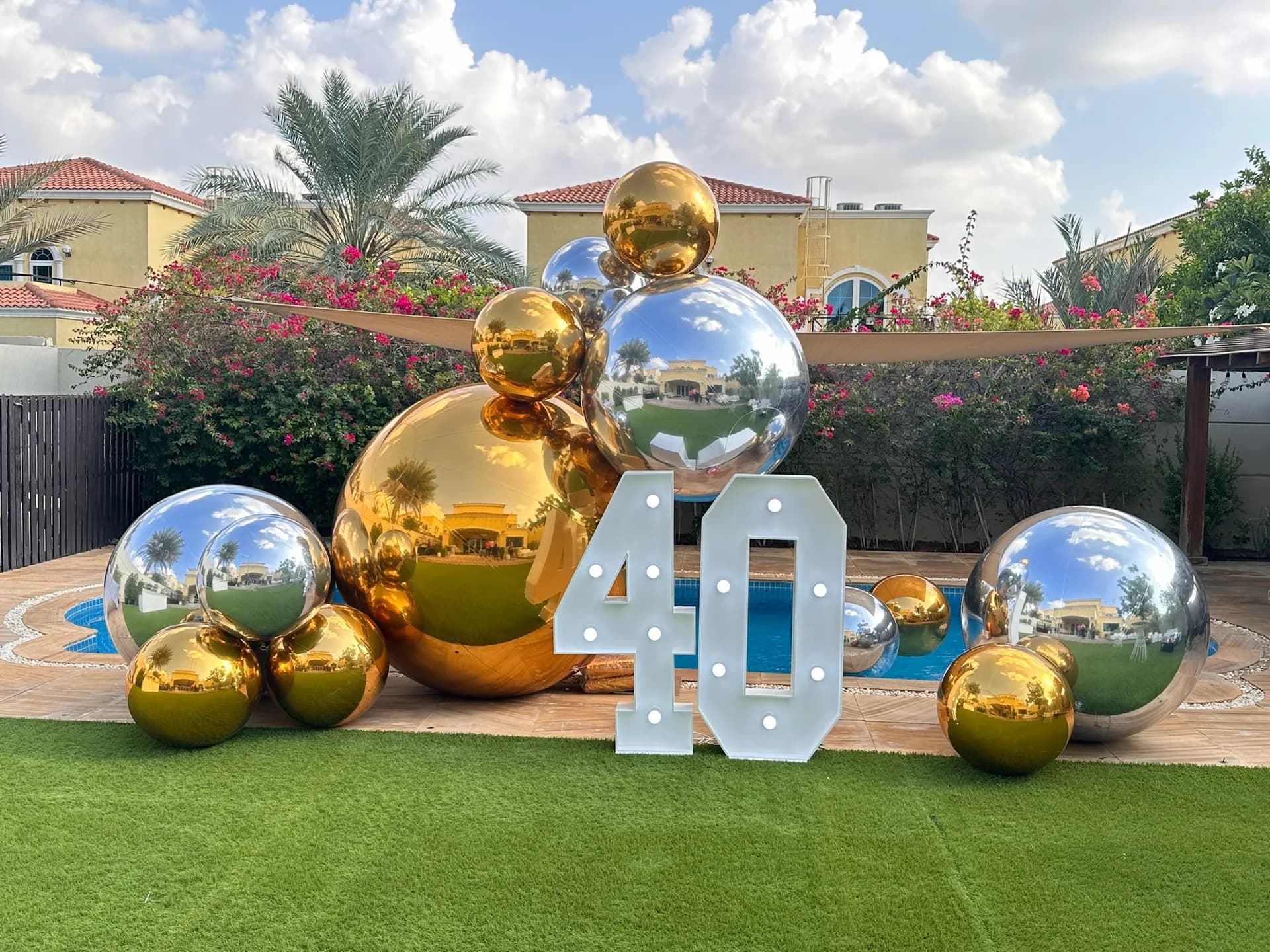 Decorated venue space prepared for a private event in Dubai